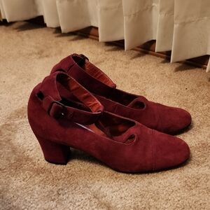 Yves Saint Laurent for Lord and Taylor Vintage Suede Block Heel Shoes